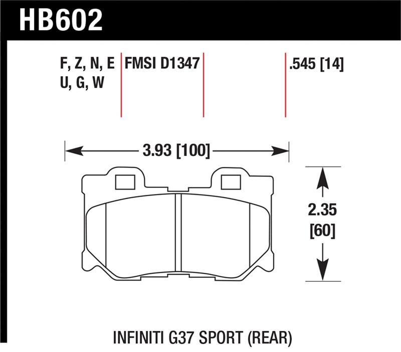Infiniti G37 Brake Pads - Rear - Hawk Performance - DTC-30 - `09-`12